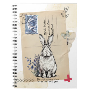 Vintage vykort Kanin Kanin Anteckningsbok Journal
