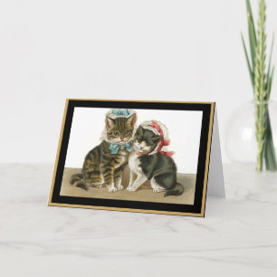Vintage vykort Katter Med Hattar