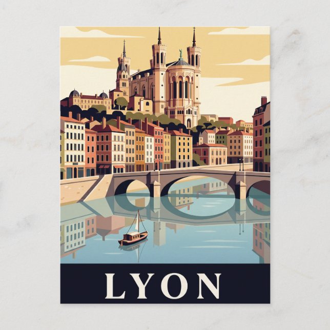 Vintage vykort Lyon (Framsida)