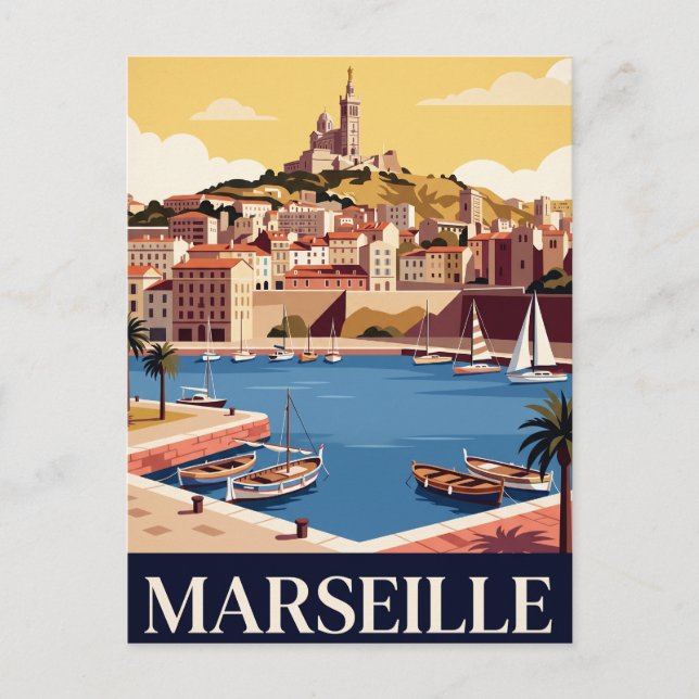 Vintage vykort Marseille (Framsida)