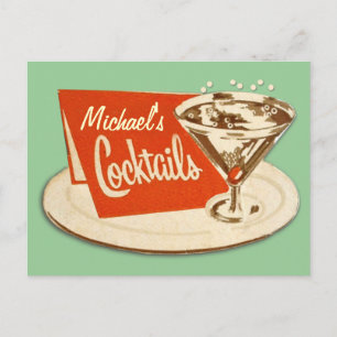 Vintage vykort - Martini Glass Cocktails