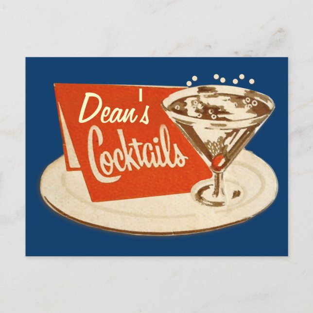 Vintage vykort - Martini Glass Cocktails (Framsida)