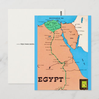 Vintage vykort med Egyptenkarta
