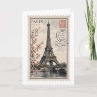 Vintage vykort med Eiffeltornet i Paris