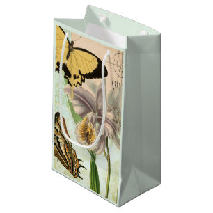 Vintage vykort med fjäll och blommor