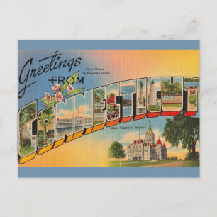 Vintage vykort med hälsning från Connecticut