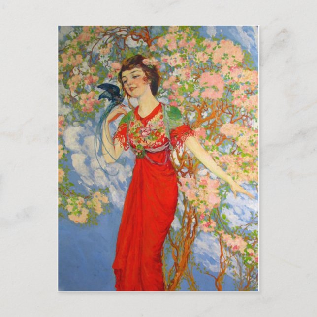 Vintage vykort med illustration (Framsida)