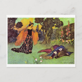 Vintage vykort med illustration