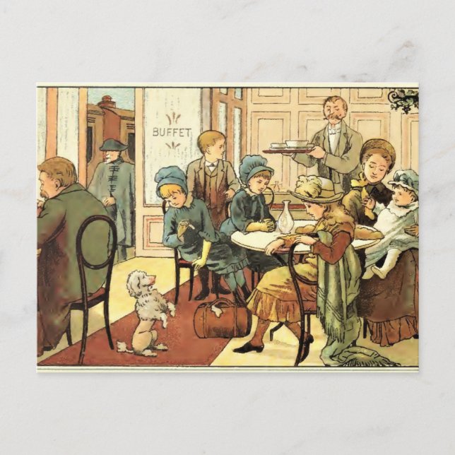 Vintage vykort med vacker illustration (Framsida)