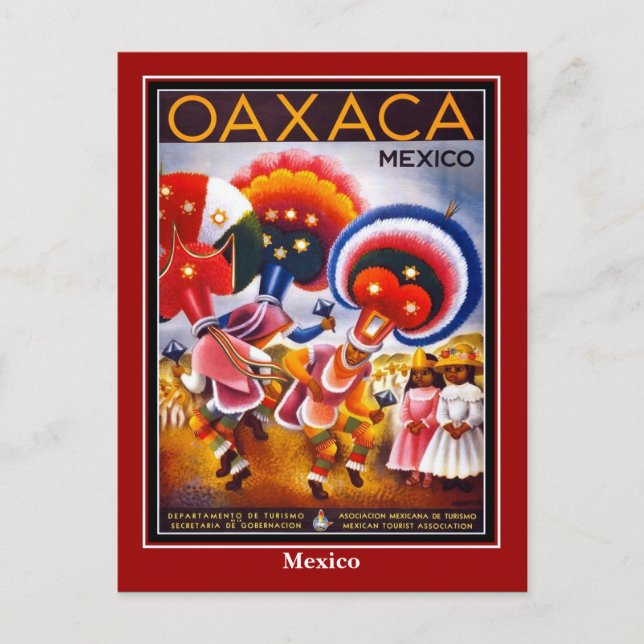 Vintage vykort Mexiko Oaxaco resa (Framsida)