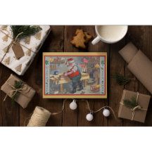 Vintage-vykort - Santa's Workshop med
