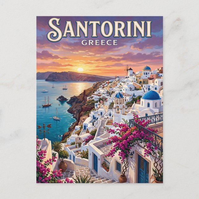 Vintage vykort Santorini (Framsida)