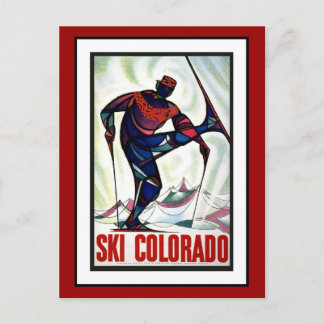 Vintage vykort skidåkning Colorado hälsningar