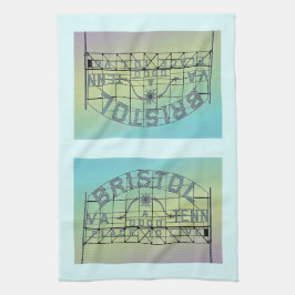 Vintage vykort stil Bristol Slogan Sign 2 Kökshandduk