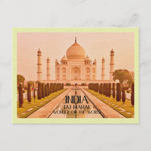 Vintage vykort Taj Mahal Indien (Framsida)