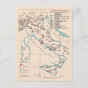 Vintage vykortskarta över Italien Vykort