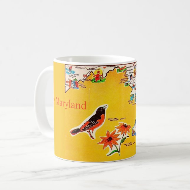 Vintage vykortskarta över Maryland Kaffemugg (Framsida vänster)