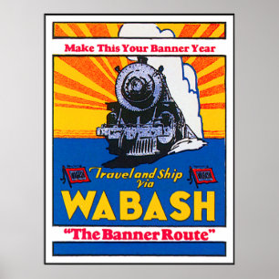 Vintage Wabash Tåg Ad Poster