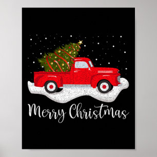 Vintage Wagon Julgran på Car Julafton Red Truc Poster