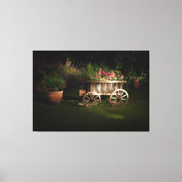 Vintage Wagon med Flowers Canvastryck