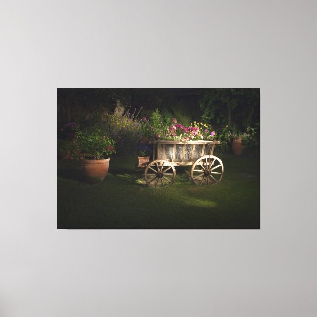 Vintage Wagon med Flowers Canvastryck (Framsida)
