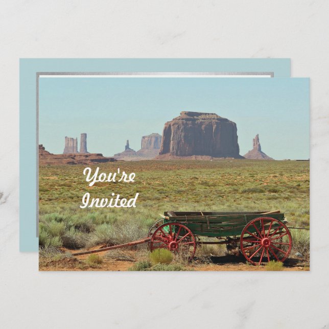 Vintage Wagon Monument Valley Photo Birthday Inbjudningar (Fram/baksida)