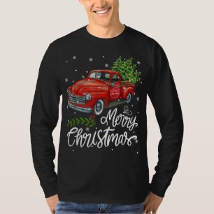 Vintage Wagon Red Lastbil Julgran Pajama Fami T Shirt