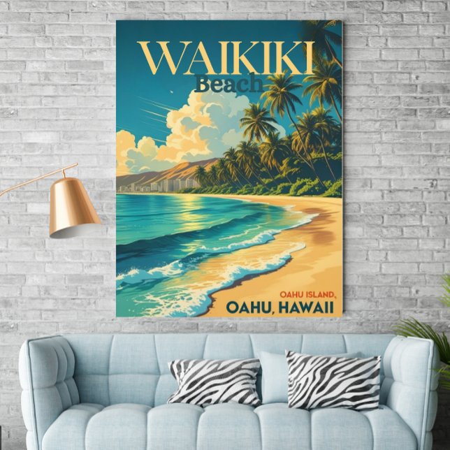 Vintage Waikiki Beach,Hawaii - Retro Travel Poster (Skapare uppladdad)