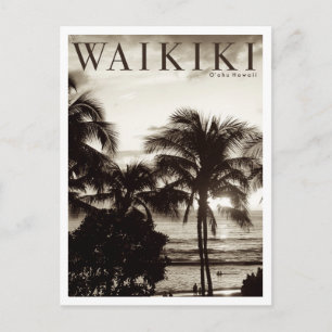 Vintage Waikiki Hawaiian Handflatan Meddelande Vykort
