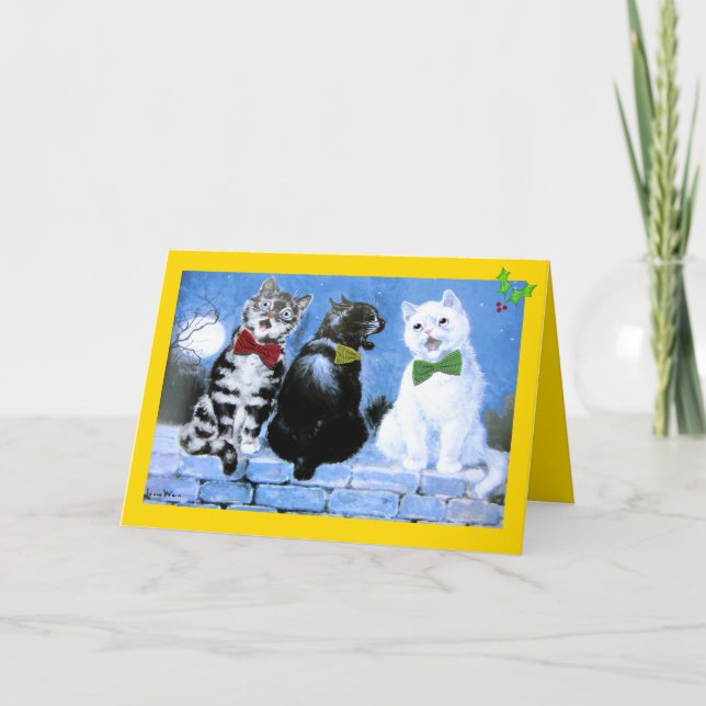 Vintage Wain Jul Cats Choir Art Helgkort (Framsida)