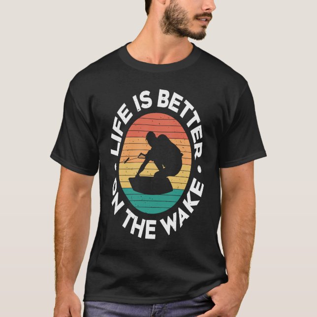 Vintage Wakeboarding   On The Wake T Shirt (Framsida)