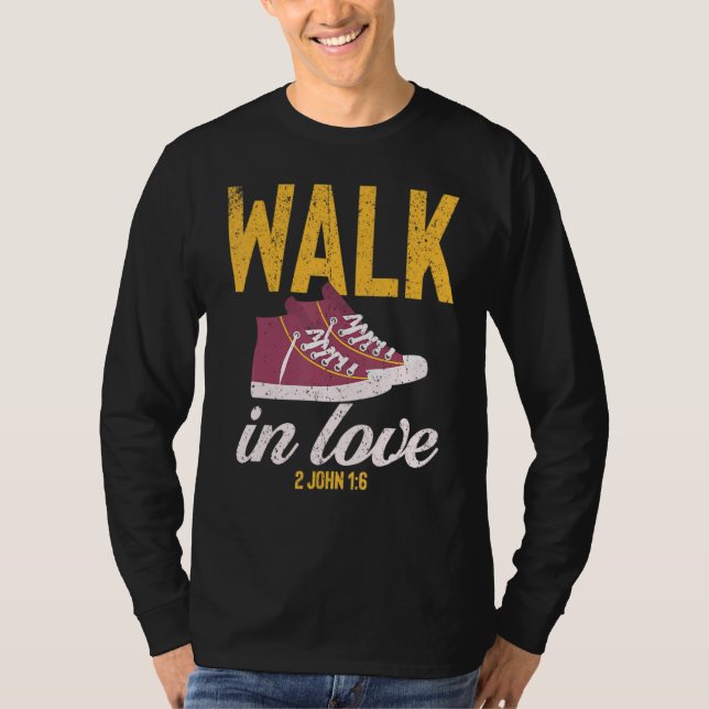 Vintage Walk In Love Christian T Shirt (Framsida)