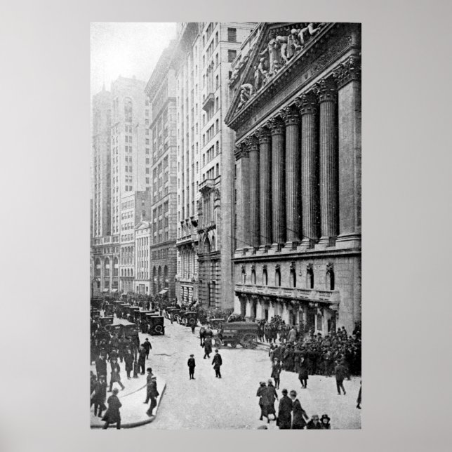 Vintage Wall street NYC-foto (1921) Poster (Framsidan)