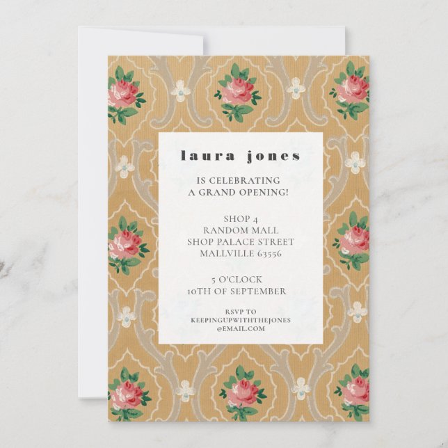 Vintage Wallpaper Pattern Fashion Designer Party Inbjudningar (Framsida)