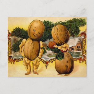Vintage Walnut Family julvykort Vykort