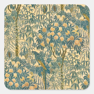 Vintage Walter Crane Ara- och citrusfrukt konst Fyrkantigt Klistermärke