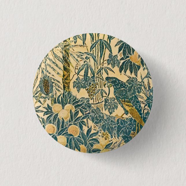 Vintage Walter Crane Ara- och citrusfrukt konst Knapp (Framsida)