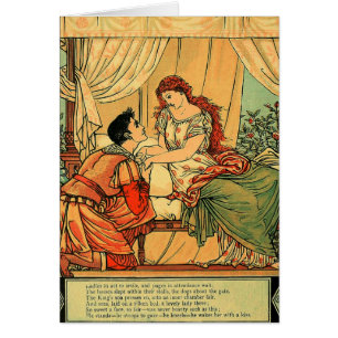 Vintage Walter Crane Sleeping Beauty Fairy Tale Hälsningskort
