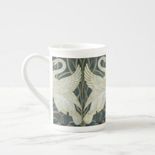 Vintage Walter Crane Svan Iris Rush Grönt Flowers Benporslin Mugg