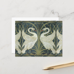 Vintage Walter Crane Svan Rush och Iris Vykort