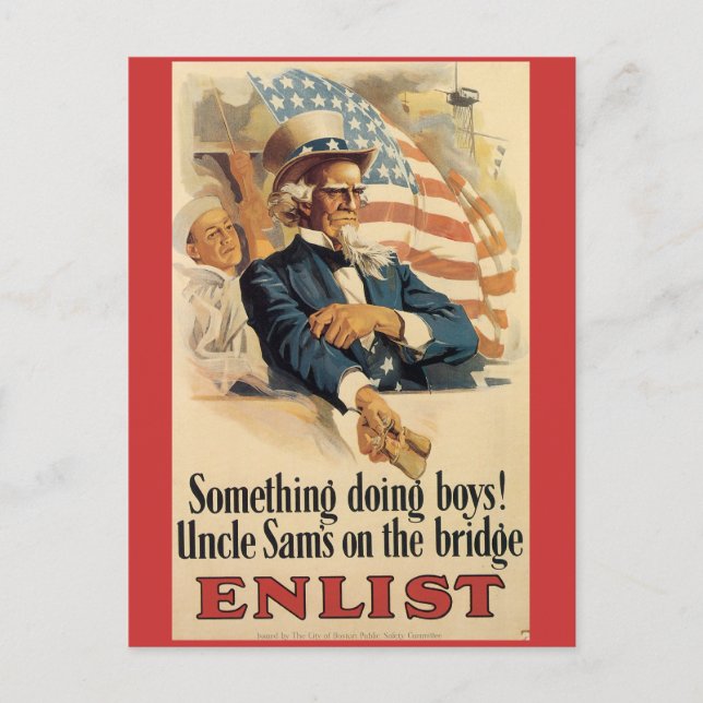 Vintage War Postcards, Vintage Uncle Sam Vykort (Framsida)