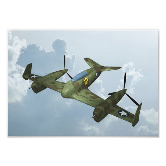 Vintage Warbird-flyg Militär luftfarts konst Fototryck (Framsidan)