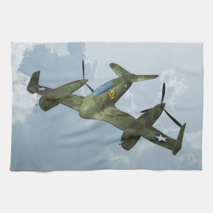 Vintage Warbird-flyg Militär luftfarts konst Kökshandduk
