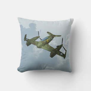 Vintage Warbird-flyg Militär luftfarts konst Kudde