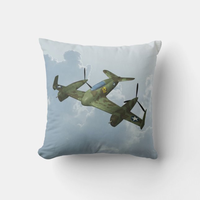 Vintage Warbird-flyg Militär luftfarts konst Kudde (Framsida)