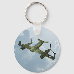 Vintage Warbird-flyg Militär luftfarts konst Nyckelring