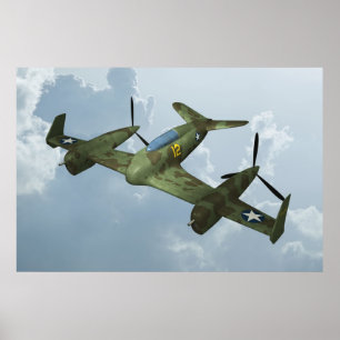 Vintage Warbird-flyg Militär luftfarts konst Poster