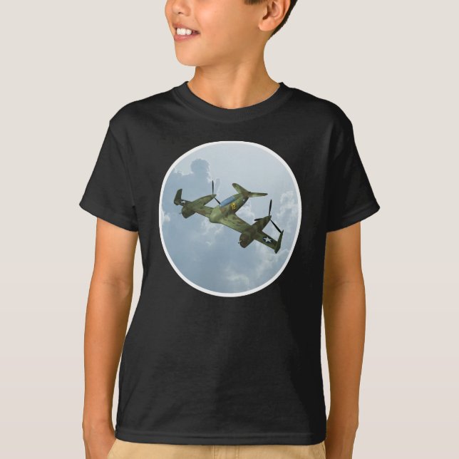 Vintage Warbird-flyg Militär luftfarts konst Tee Shirt (Framsida)