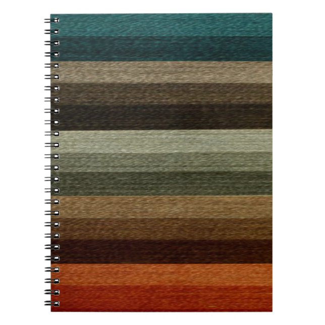 Vintage Warm Autumn Stripe Mönster, Earth Tones Anteckningsbok (Framsidan)