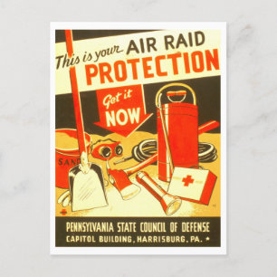 Vintage Wartime Luft Raid Protection-vykort Vykort